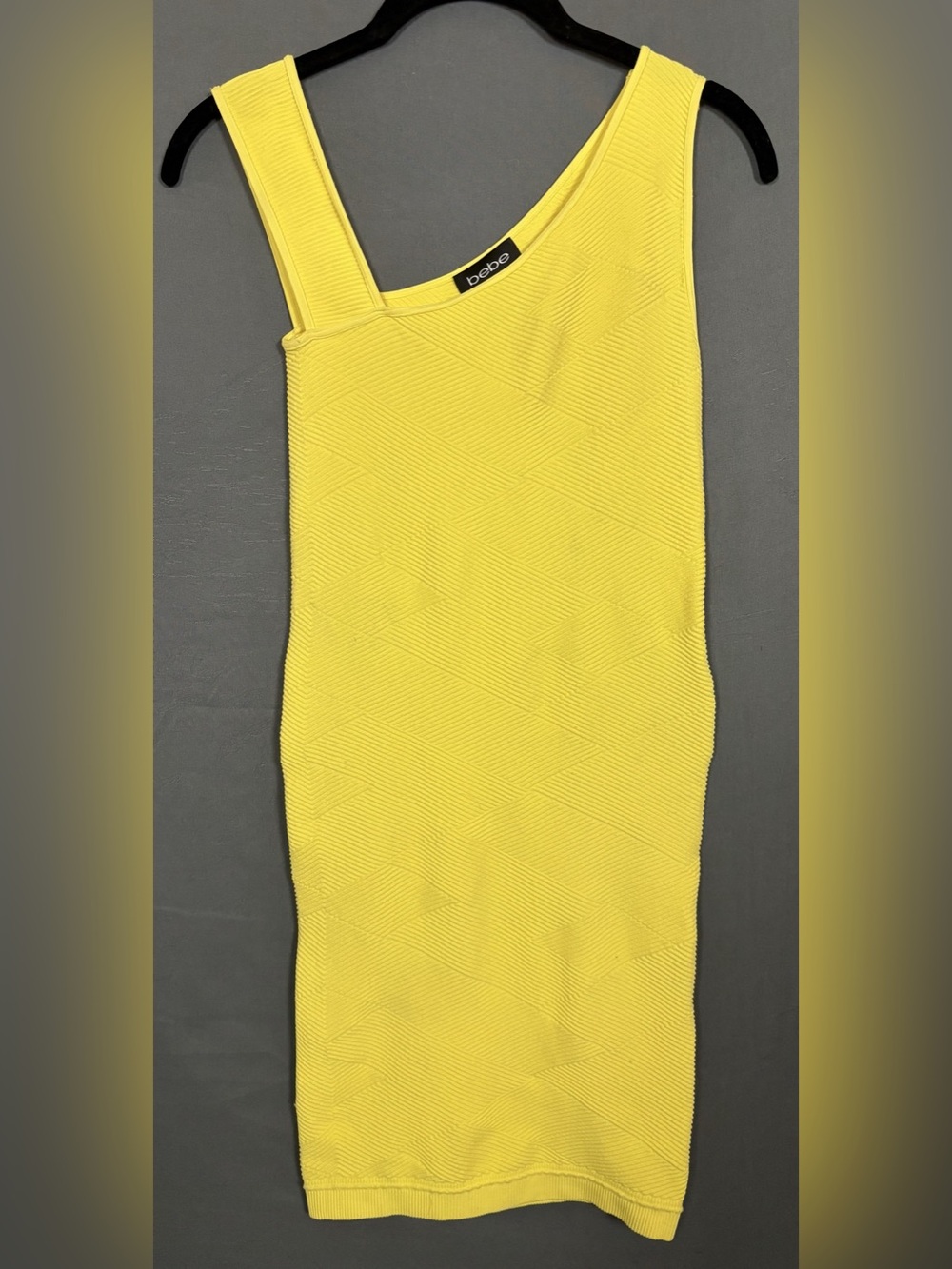 bebe | Women’s Yellow Mini Dress | Textured Pattern | Petite Small